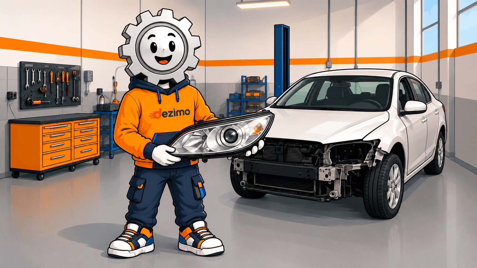 Vânzător de piese auto în atelier